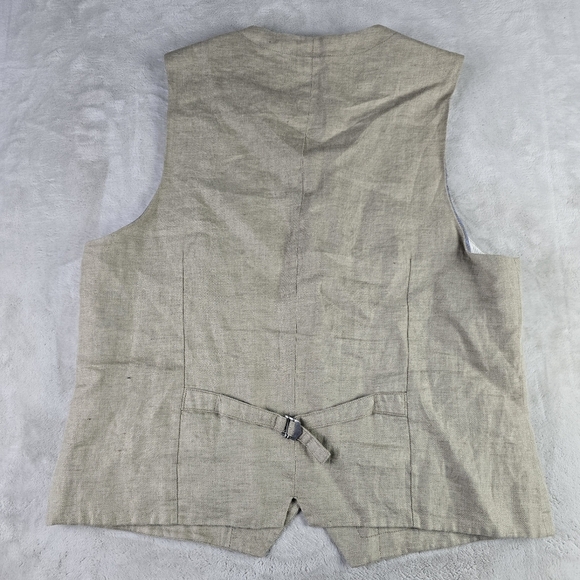 Joseph Abboud Beige Classic Linen Vest  Sz Lg - Picture 2 of 9